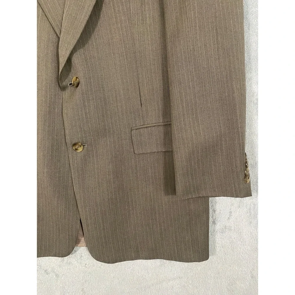 Hart Schaffner Marx Blazer Mens 40R Brown Gold Trumpeter Pinstripe Wool Jacket